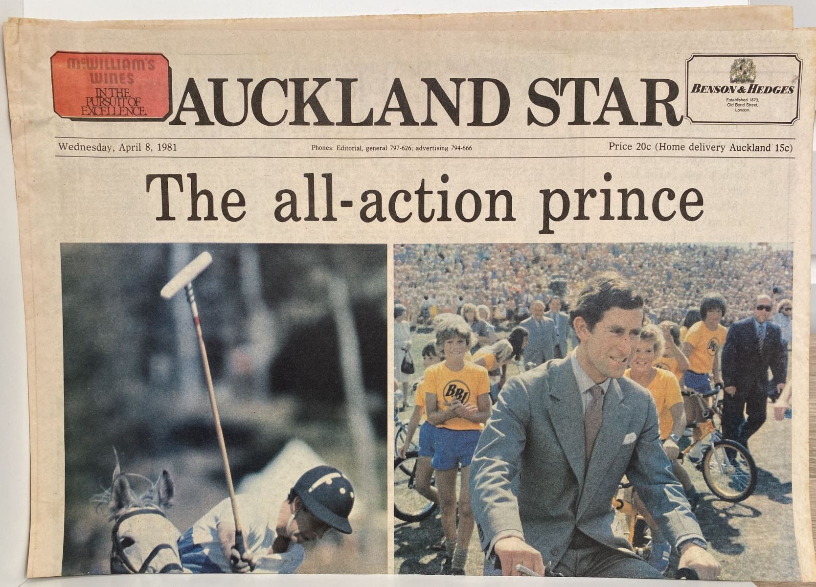 OLD NEWSPAPER: The Auckland Star, 8th April 1981 - Charles and Diana Royal tour