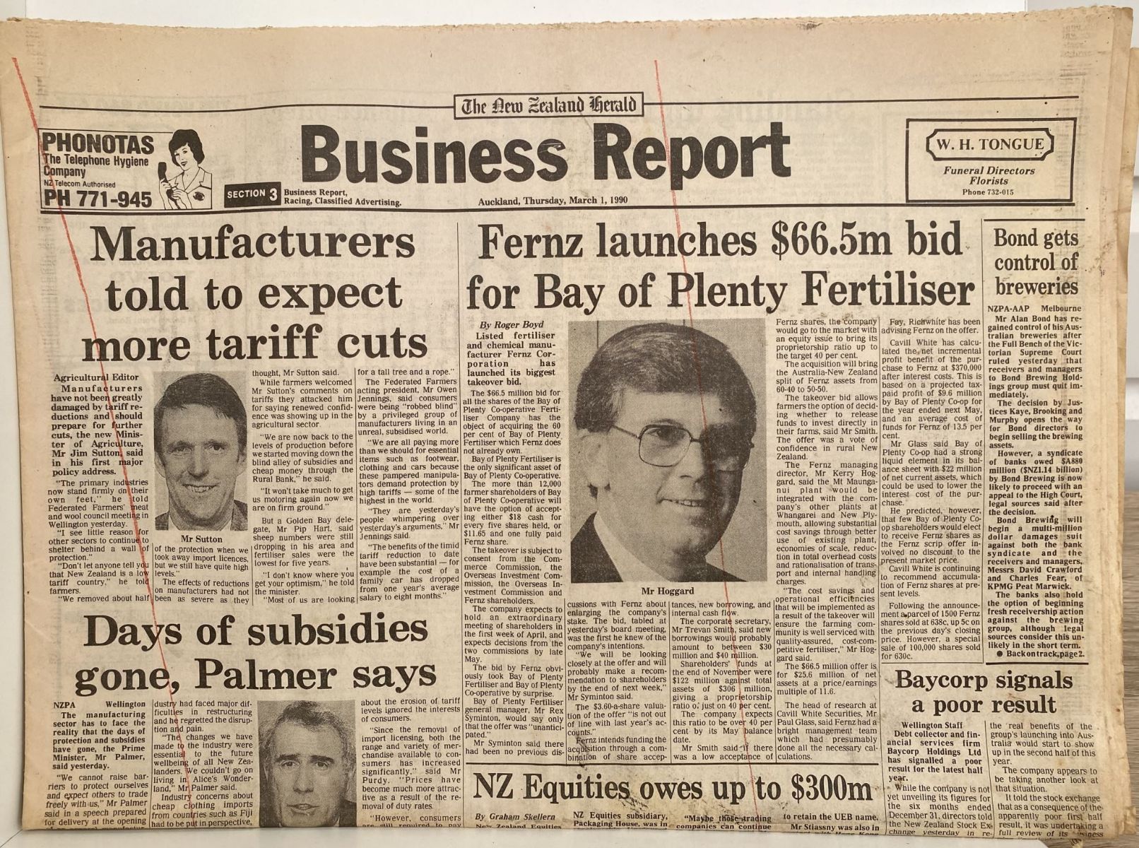 OLD NEWSPAPER: The New Zealand Herald - 1st March 1990