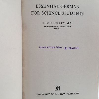 ESSENTIAL GERMAN FOR SCIENCE STUDENTS