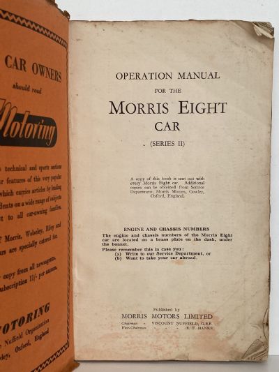 OPERATION MANUAL for the MORRIS EIGHT (SERIES II)