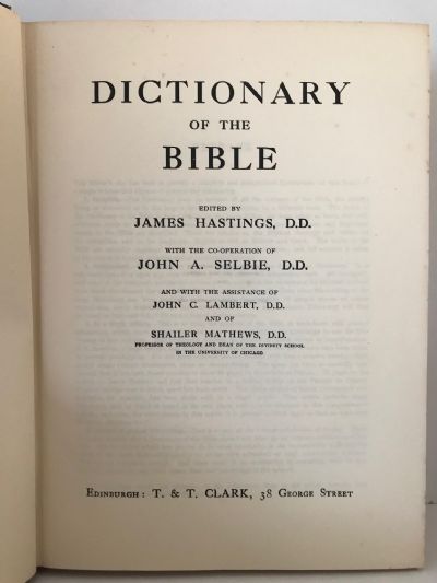 DICTIONARY OF THE BIBLE 1909