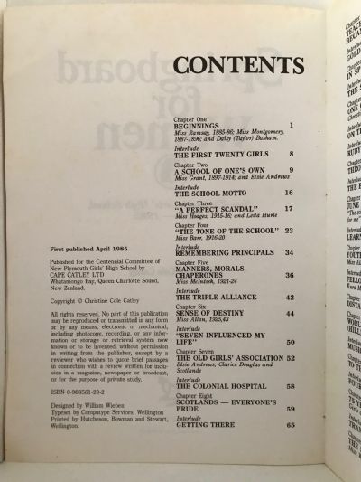 SPRINGBOARD FOR WOMEN: New Plymouth Girls' High School 1885-1985