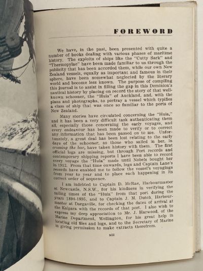 LOG OF THE HUIA: Record of the Schooner