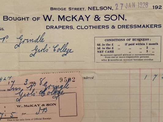VINTAGE INVOICE / RECEIPT: W. McKay & Son, Nelson – Drapers & Clothiers 1928 