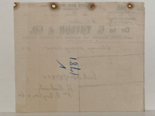 ANTIQUE INVOICE / RECEIPT: C. Taylor & Co. Dunedin – Dyers, Cleaners 1902