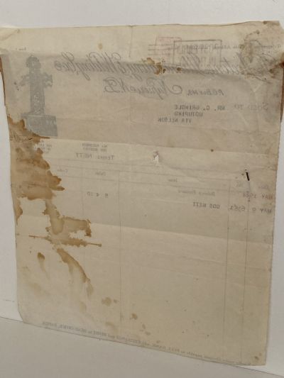 VINTAGE INVOICE / RECEIPT: The Acetone Illuminating & Welding Co. Napier 1944