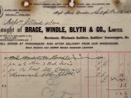 ANTIQUE INVOICES / RECEIPTS: Brace, Windle, Blyth & Co. Limited – Merchants 1897 