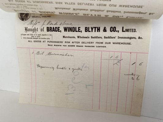 ANTIQUE INVOICES / RECEIPTS: Brace, Windle, Blyth & Co. Limited – Merchants 1897