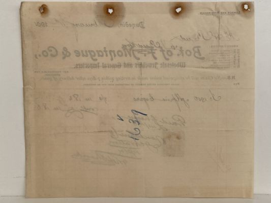 ANTIQUE INVOICE / RECEIPT: F. Montague & Co. Dunedin – Jewellers & Importers 1901