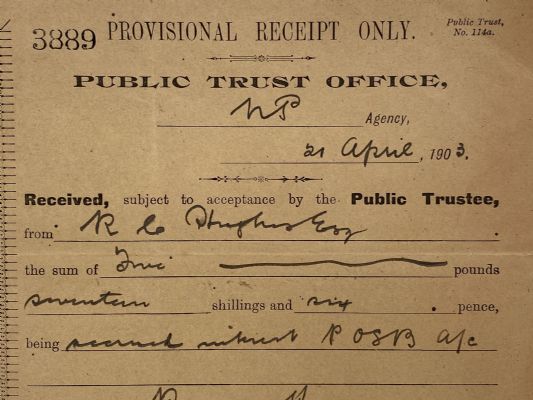 ANTIQUE INVOICE / RECEIPT: Public Trust Office 1903 (121 yo) 