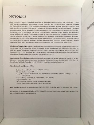 NOTORNIS: Journal of the Ornithological Society of NZ - Volume 47, Part 4