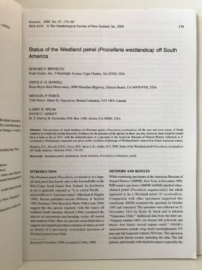 NOTORNIS: Journal of the Ornithological Society of NZ - Volume 47, Part 4