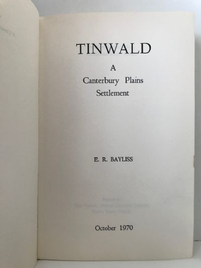 TINWALD: A Canterbury Plains Settlement