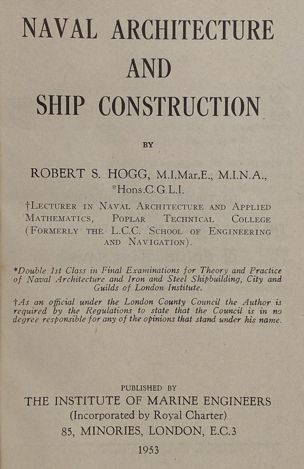 NAVAL ARCHITECTURE AND SHIP CONSTRUCTION