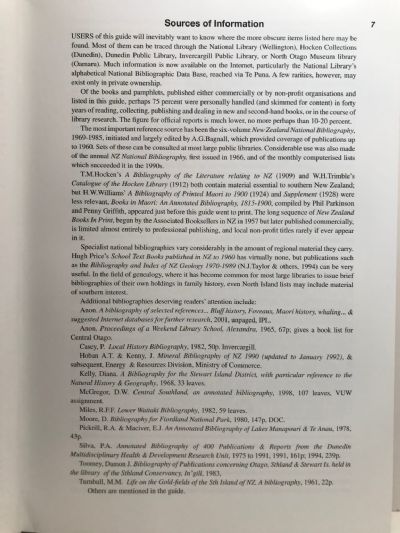 BOOKS & PAMPHLETS ON SOUTHERN NEW ZEALAND