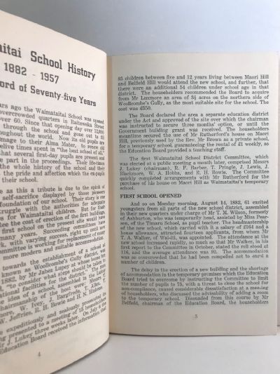 THE HISTORY OF WAIMATAITAI SCHOOL Timaru 1882-1957: Proud History of 75 Years