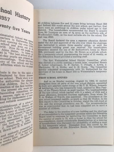 THE HISTORY OF WAIMATAITAI SCHOOL Timaru 1882-1957: A Proud History of 75 Years