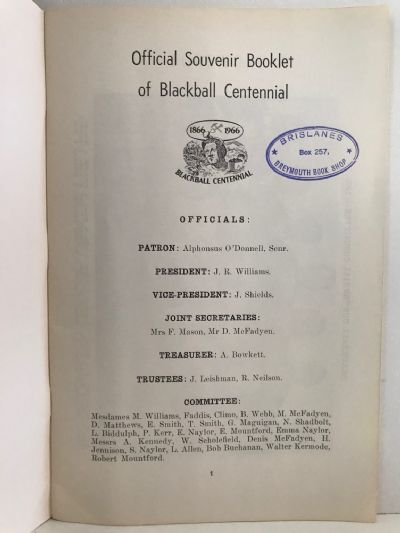 BLACKBALL CENTENNIAL 1866 - 1966: Official Souvenir