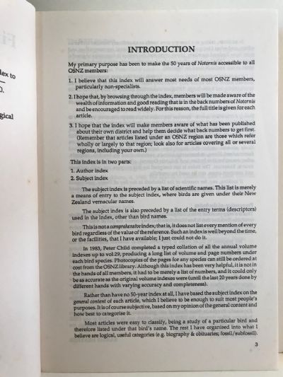 FIFTY YEARS OF BIRD STUDY IN NEW ZEALAND: An Index To Notornis 1939-1989