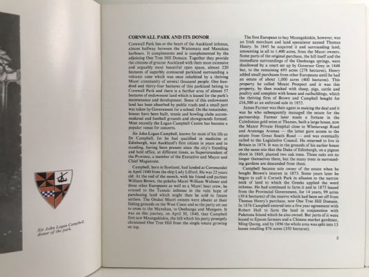CORNWALL PARK, Auckland: A Handbook