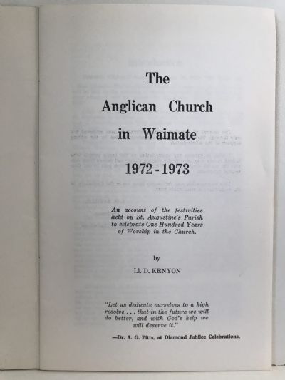 THE ANGLICAN CHURCH IN WAIMATE 1844 to 1972