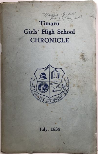 TIMARU GIRLS' HIGH SCHOOL: Chronicle, July 1934