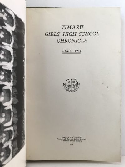 TIMARU GIRLS' HIGH SCHOOL: Chronicle, July 1934