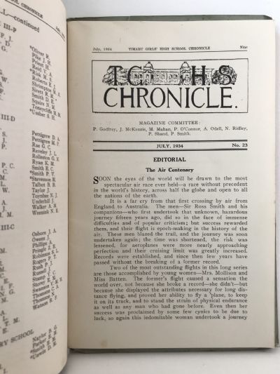 TIMARU GIRLS' HIGH SCHOOL: Chronicle, July 1934