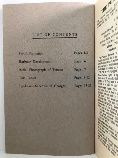 TIMARU HARBOUR BOARD: Port Information and Tide Tables for the Year 1965